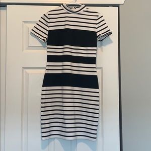 Express black and white striped dress